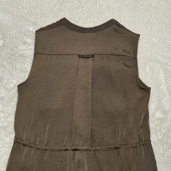 NEW H&M Green Khaki Dress Size 4 Utility Lightweight Silk Summer Casual - Picture 8 of 14